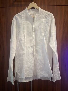 Greg Lauren Linen Tuxedo Shirt